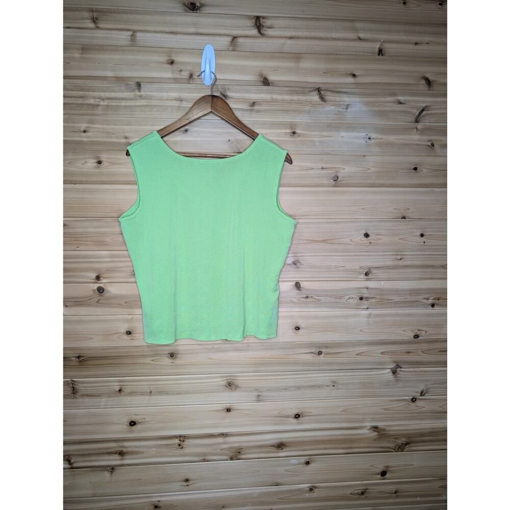 Ming Wang Top Womens Petite XL Green Lime Shell Tank Business Career - Picture 3 of 9